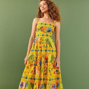FARM Rio Vibrant Yellow Floral Garden Maxi Dress